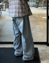 SAND MID BLUE WIDE DENIM PANTS