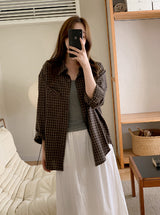 #Classic Unique Pocket Check Overfit Shirt (3color)