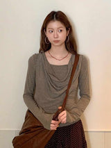 Cozy Soft Shirring Long Sleeve T-shirt
