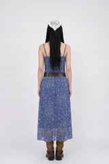 BLUE DAISY SMOCKED LONG DRESS