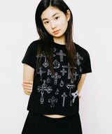 スケッチクロスエンジェルTシャツ - ブラック