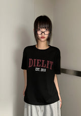 デビル レタリング タトゥー グラフィック オーバーサイズ Tシャツ 3カラー