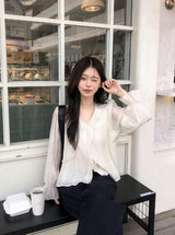 AD Strap Pintuck Frill Ruffle Blouse (3color)