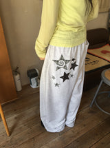 [unisex] ラカーニスタープリンティングバンディングワイドパンツ