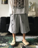 AO cross embroidery Bermuda sweatpants