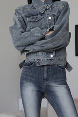 Vintage Washing Crop Denim Jacket