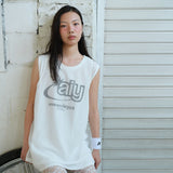 Mesh Netted Sleeveless white