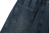 Curved Line Out Slab Denim Pants (Dark Blue)