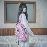 vintage patchwork backpack pink