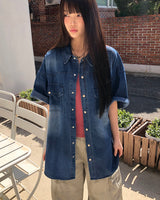 AiKIm Western Denim Short Sleeve Shirt