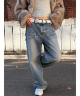[Unisex] キュービックワイドデニムパンツ