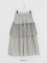 Handad Frill Check Banding Long Skirt