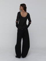 Curved Cotton Pants_Black