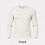 Conien Muscle Fit Henley Neck Long Sleeve T-shirt