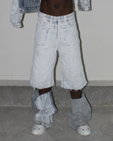 YUKIKARA "COLDWAX" HANDPAINTED DENIM JORTS UPCYCLED DISTRESSED (1OF1 UNRELEASED)
