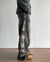 Destroyed Camouflage Denim Pants