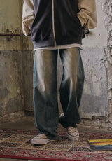 WASHED SIDE LINE DENIM PANTS