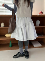 Silk Frill Banding Midi Skirt