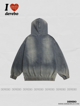 Noir Vintage Denim Hooded T-Shirt