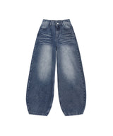 Salt Washed Balloon Fit Denim Pants