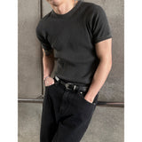 [MUSCLE FIT] Pigment mesh golgi half knit t-shirts(4color)