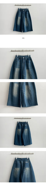 Hardit Washing Wide Bermuda Denim Pants