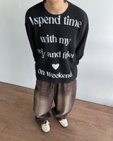 Spend Lettering Waffle Long Sleeve