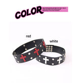 cross stud leather choker (2color)