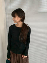 26SS★ [BAONHAUS] Benir Round Ribbed Long Sleeve Tee