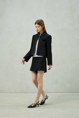 AGLOW TWEED SKIRT PANTS / BLACK