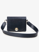 ISLE MINI CROC ショルダーレザーバッグ / Wani Navy