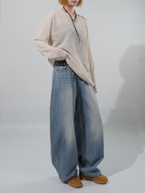 (UNISEX) ツイストストライプデニムパンツ