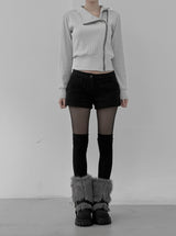 Gad High Neck Zipper Collar Diagonal Zip-Up