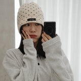 Mini Dot Fleece Beanie (cream)