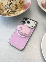 Dotwing Magsafe Silver Glass Bumper Case(Pink)