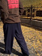 (UNISEX) Pin stripe formal wide slacks
