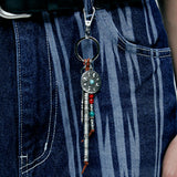navajo feather & beads keyring brown