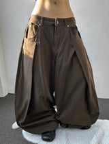 Flip Fold Pintuck Balloon Pants 3color