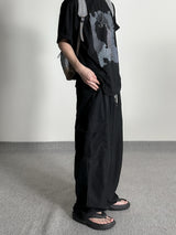 Color string wide cargo pants