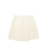 Women’s Clover Heart Quilted Wrap Mini Skirt Light Yellow