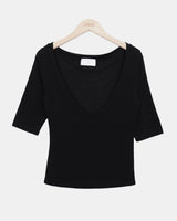 ペロンディープVネック7分袖Tシャツ