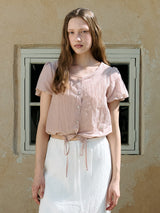 RIBBON STRING BLOUSE PINK