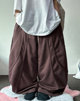 KOREAN/HIGH QUALITY 🤍🩶 AURA RIVET SEMI BALLOON WIDE LONG PANTS 🩶🤎🖤🤍 - 4 COLORS