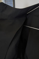 Diagonal-Zipper Mock-Neck Jacket (Black)