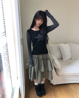 エミュスターパッチストライプロングスリーブTシャツ