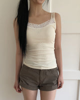 Curren Lace Ribbed Sleeveless Top