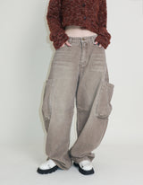 Square pocket balloon fit corduroy pants