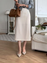 Lavin Belt Set H-Line Back Slit Long Skirt / 4 colors