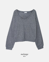 UネックアイレットベーシックニットTシャツ (4color)