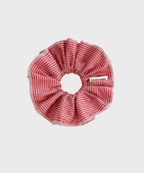 Ruffle Check Scrunchie (Red)